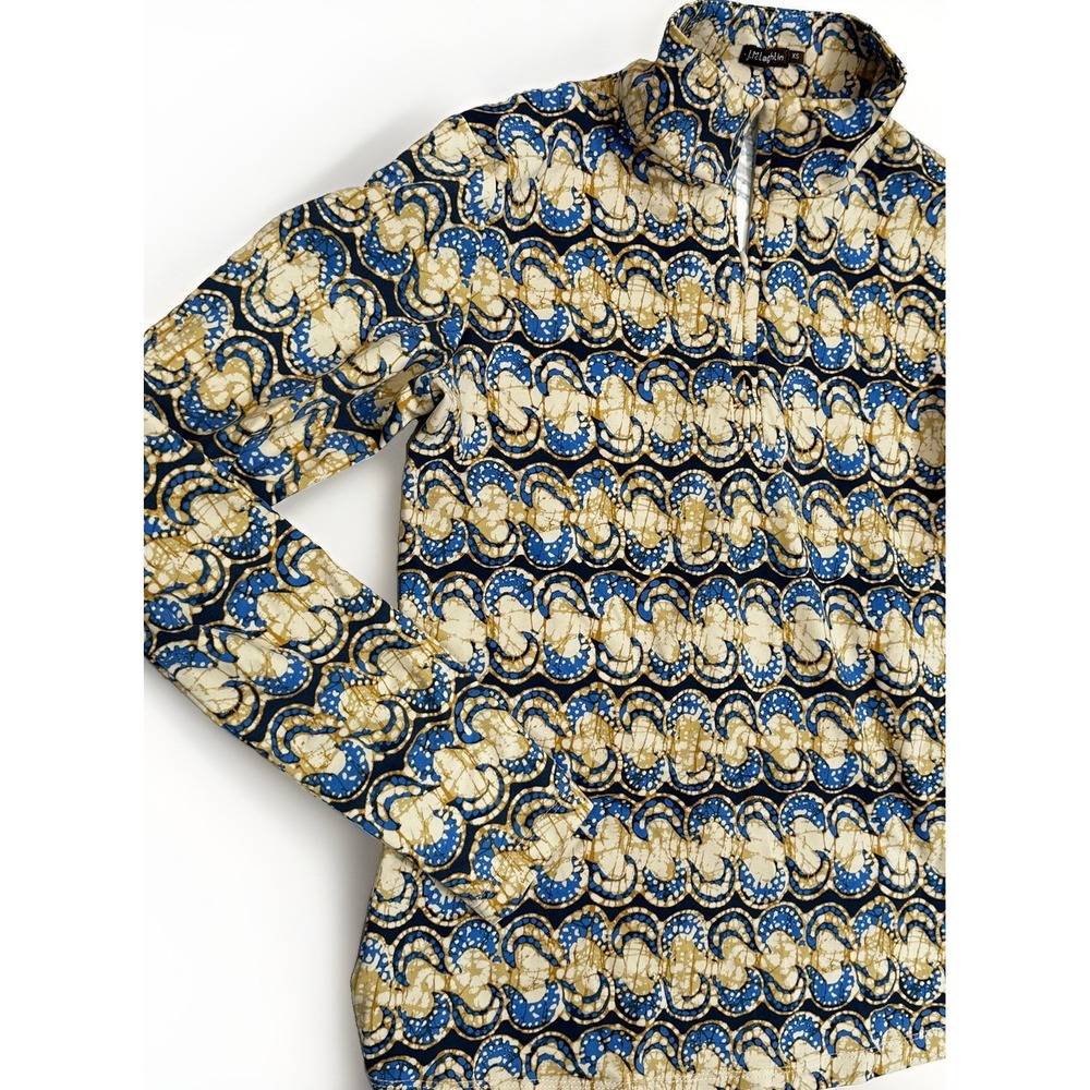 J.McLaughlin Catalina cloth blue Bedford 3/4 sleeve 1/4 Zip XS.